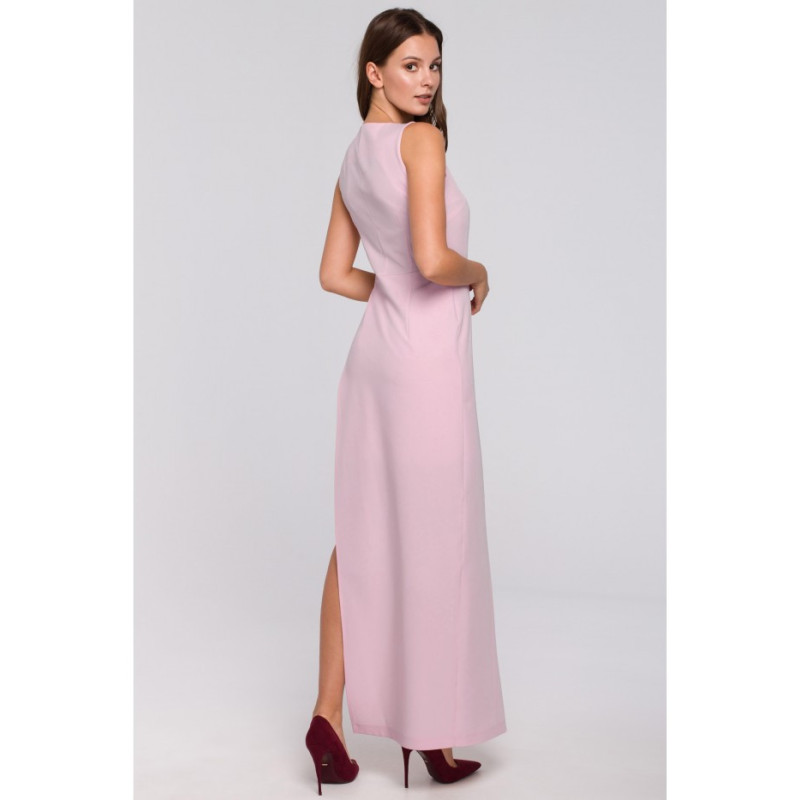 K026 Długa asymetryczna sukienka - liliowa