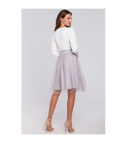 K033 Tiulowa spódnica na srebrnej gumie - szara