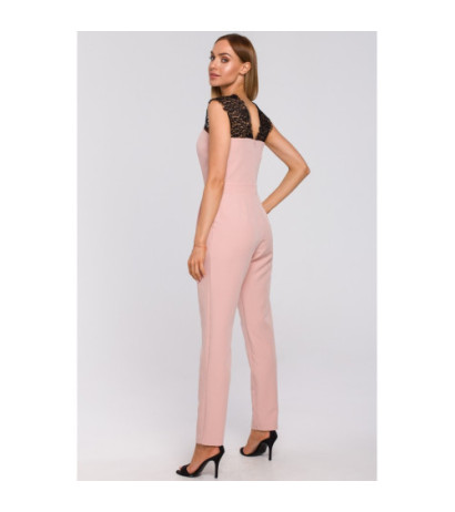 M484 Kombinezon z koronką - pudrowy