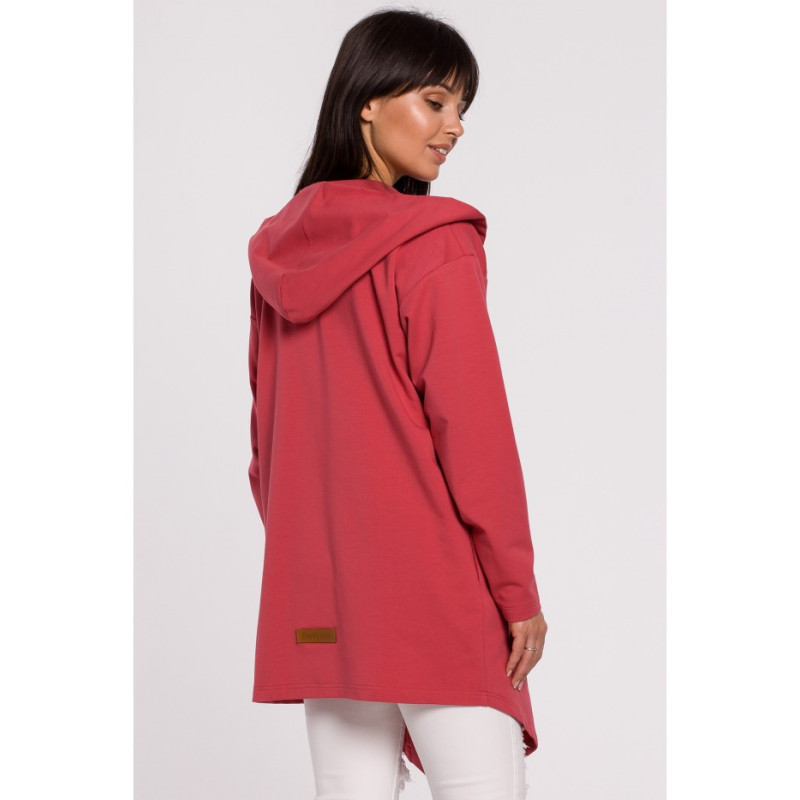 B137 Blezer z kapturem i bez zapięcia - koralowy