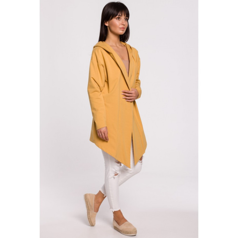 B137 Blezer z kapturem i bez zapięcia - żółty
