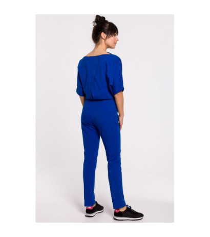 B138 Kombinezon z tyłem na zakładkę - chabrowy