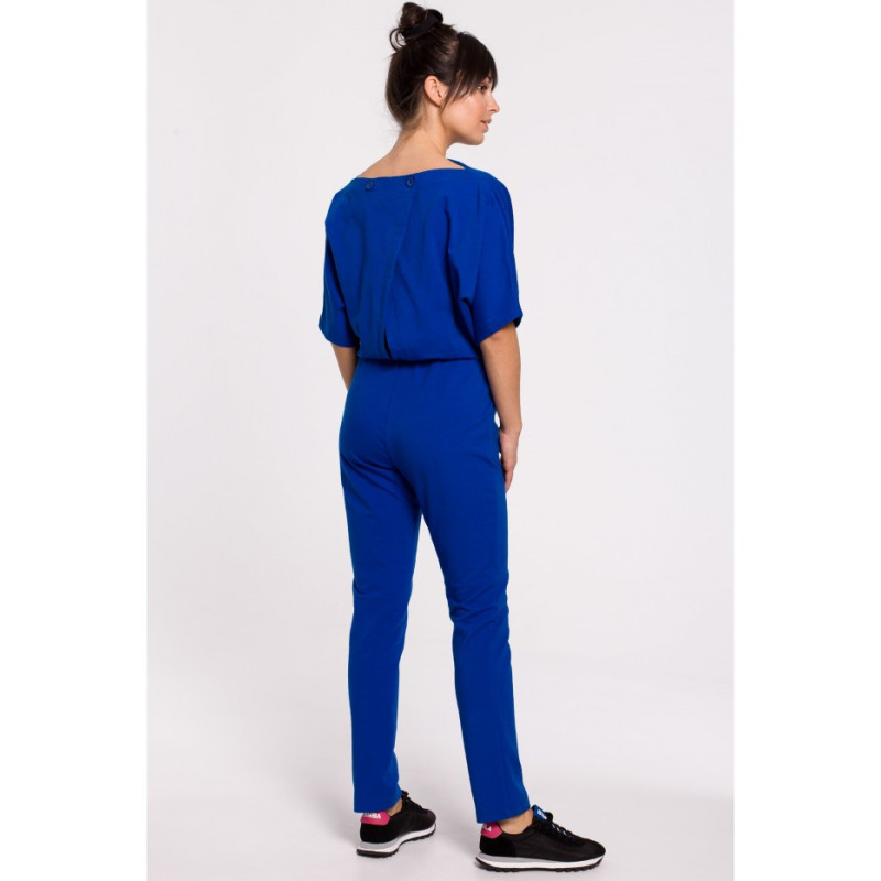 B138 Kombinezon z tyłem na zakładkę - chabrowy