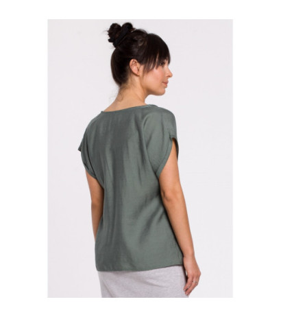 B150 Bluzka z krótkim rękawem zapinana na guziki - miętowa