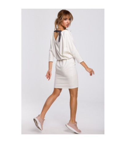 M495 Sukienka mini z lampasem do regulacji tyłu - ecru
