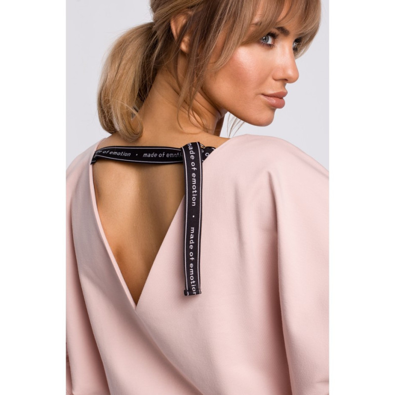 M495 Sukienka mini z lampasem do regulacji tyłu - cukierkowo-różowa