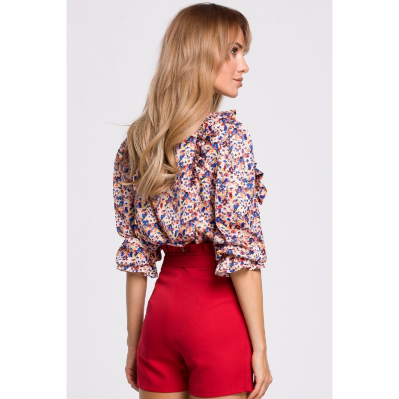 M504 Bluzka z falbankami w kwiatuszki - model 1