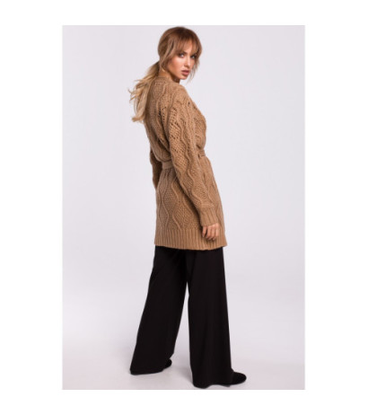 M512 Ażurowy kardigan z paskiem - beżowy