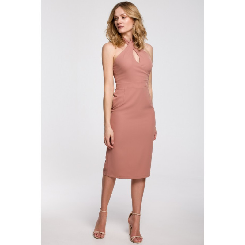 K043 Sukienka wiązana wokół szyi - różana