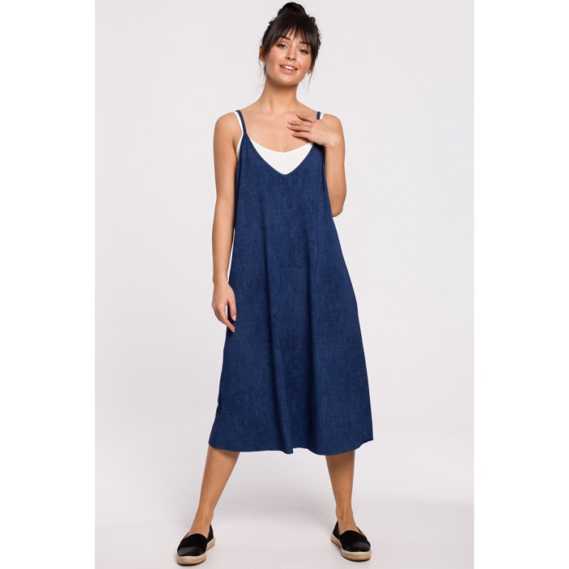 B154 Sukienka warstwowa na ramiączkach - denim