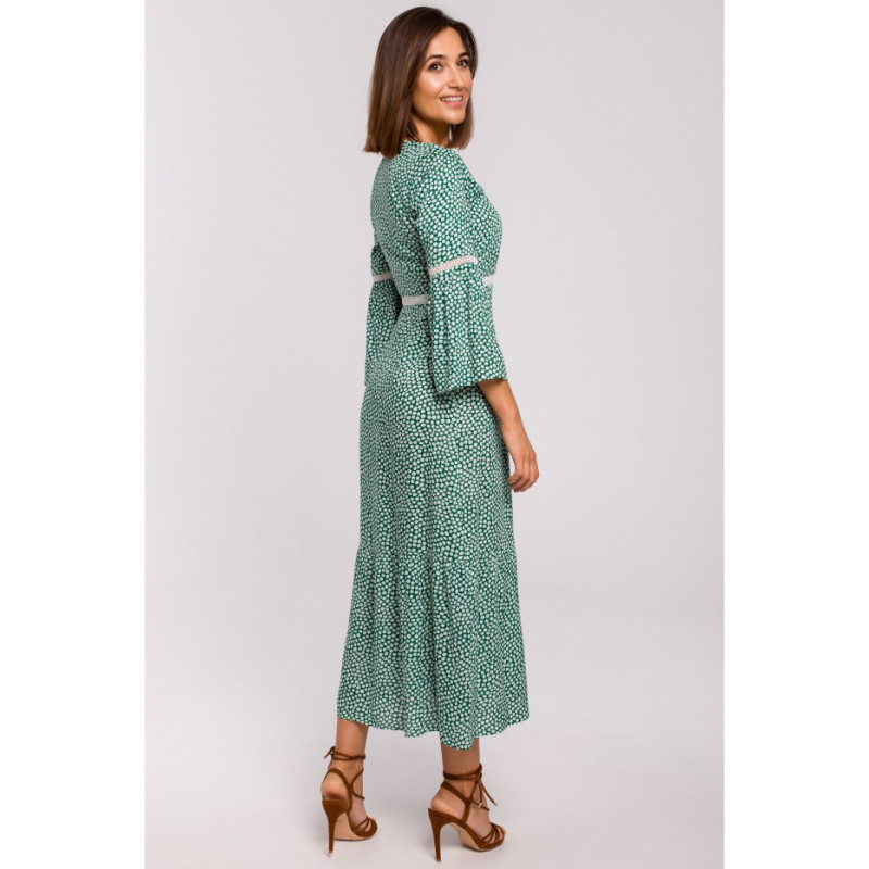 S222 Sukienka maxi z koronkowymi wstawkami - model 1