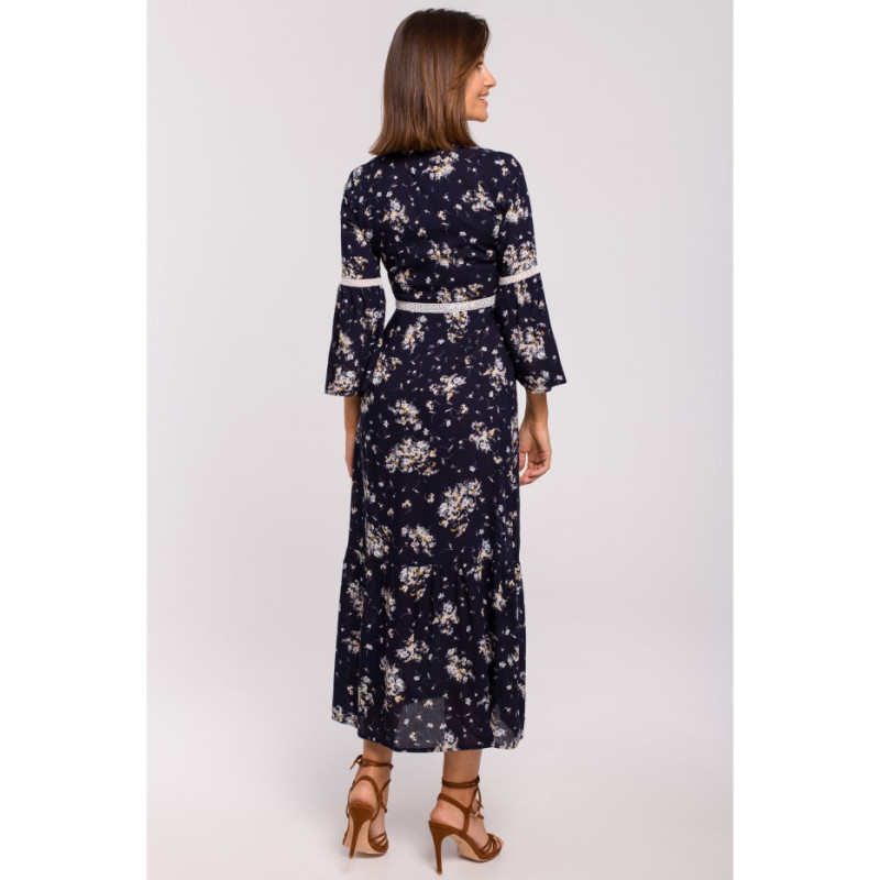 S222 Sukienka maxi z koronkowymi wstawkami - model 4