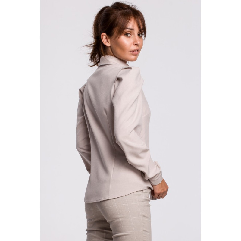 B165 Zapinana koszula z kołnierzykiem - beżowa