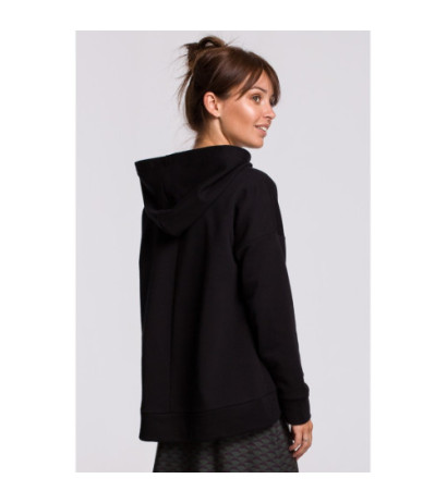 B166 Bluza z kieszenią kangurek i kapturem - czarna