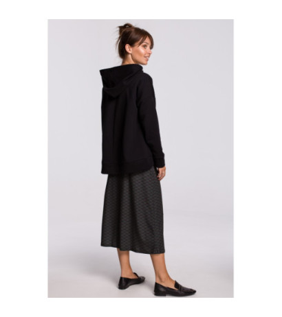 B166 Bluza z kieszenią kangurek i kapturem - czarna