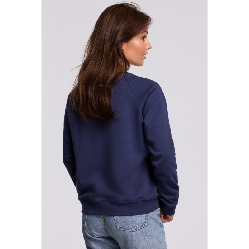 B167 Stylowa bluza z nadrukiem - niebieska