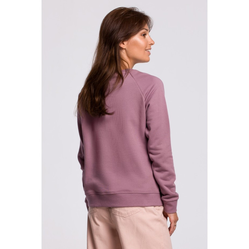 B167 Stylowa bluza z nadrukiem - wrzosowa