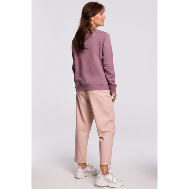 B167 Stylowa bluza z nadrukiem - wrzosowa