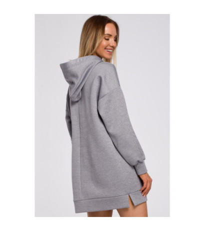 M534 Bluza oversize z kieszenią typu kangurek - stalowa
