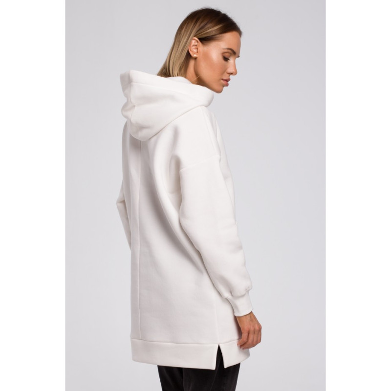 M534 Bluza oversize z kieszenią typu kangurek - ecru