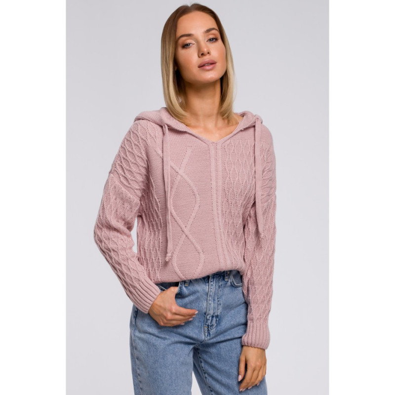 M540 Sweter z kapturem - różowy