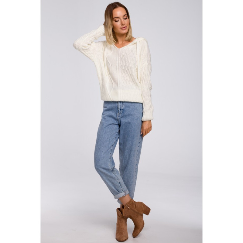 M540 Sweter z kapturem - ecru
