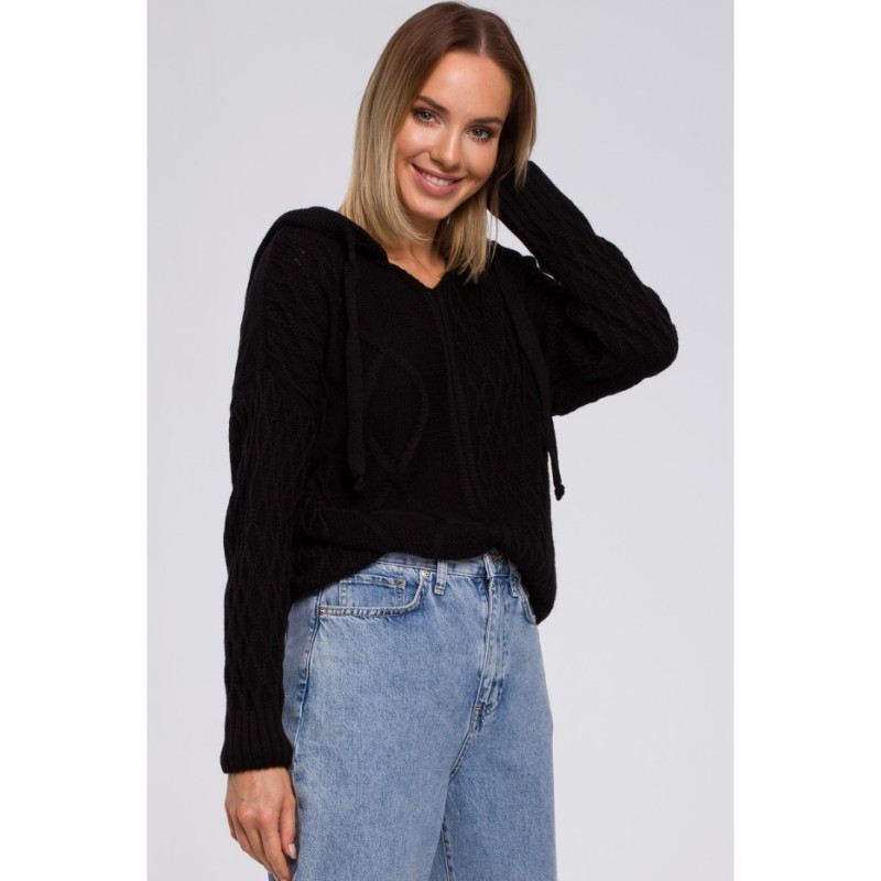 M540 Sweter z kapturem - czarny