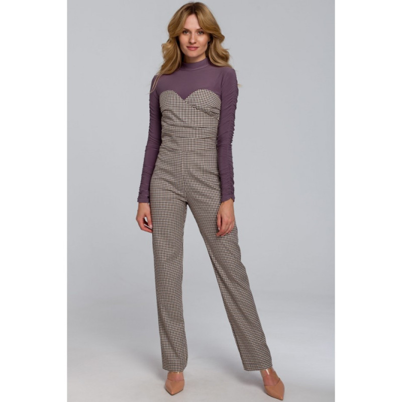 K073 Kombinezon z odkrytymi ramionami - brązowy