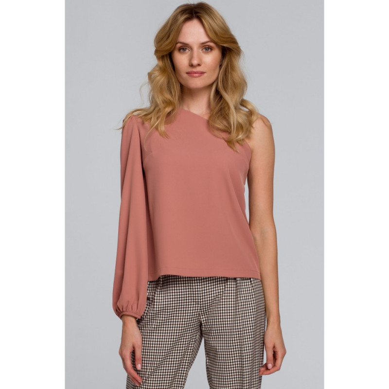 K080 Bluzka na jedno ramię - różana