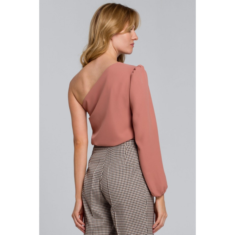 K080 Bluzka na jedno ramię - różana