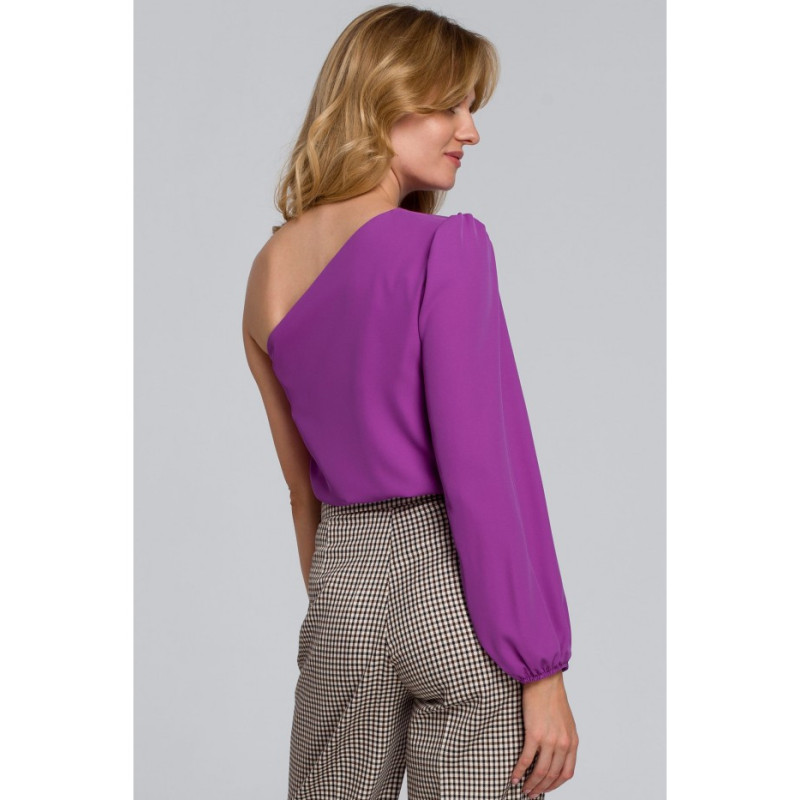 K080 Bluzka na jedno ramię - lawendowa