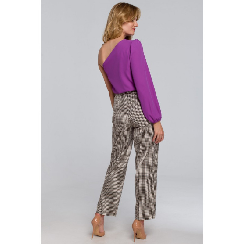 K080 Bluzka na jedno ramię - lawendowa