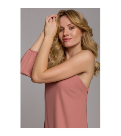 K081 Sukienka na jedno ramię - różana