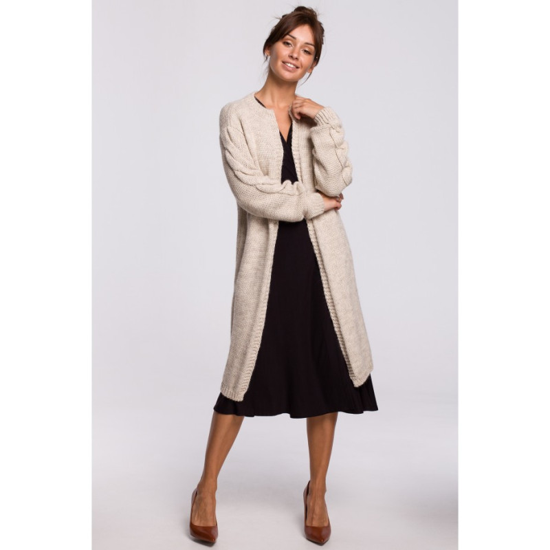 BK051 Kardigan z warkoczem - beżowy