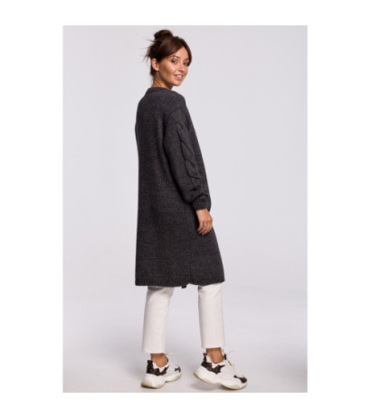 BK051 Kardigan z warkoczem - grafitowy