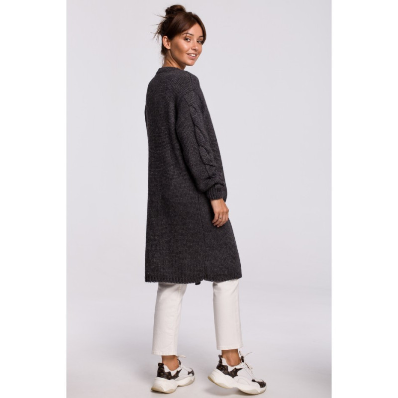 BK051 Kardigan z warkoczem - grafitowy