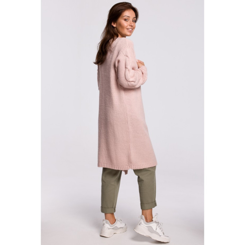 BK051 Kardigan z warkoczem - różowy