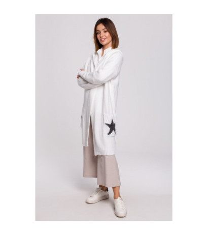 BK063 Kardigan z motywem gwiazdy - biały