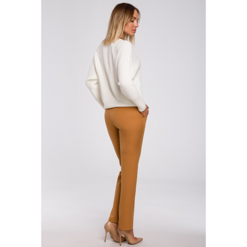 M554 Sweter z szerokimi rękawami i splotem warkoczowym - ecru