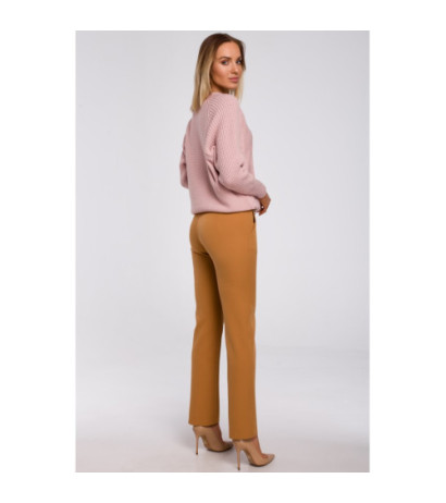 M554 Sweter z szerokimi rękawami i splotem warkoczowym - różowy