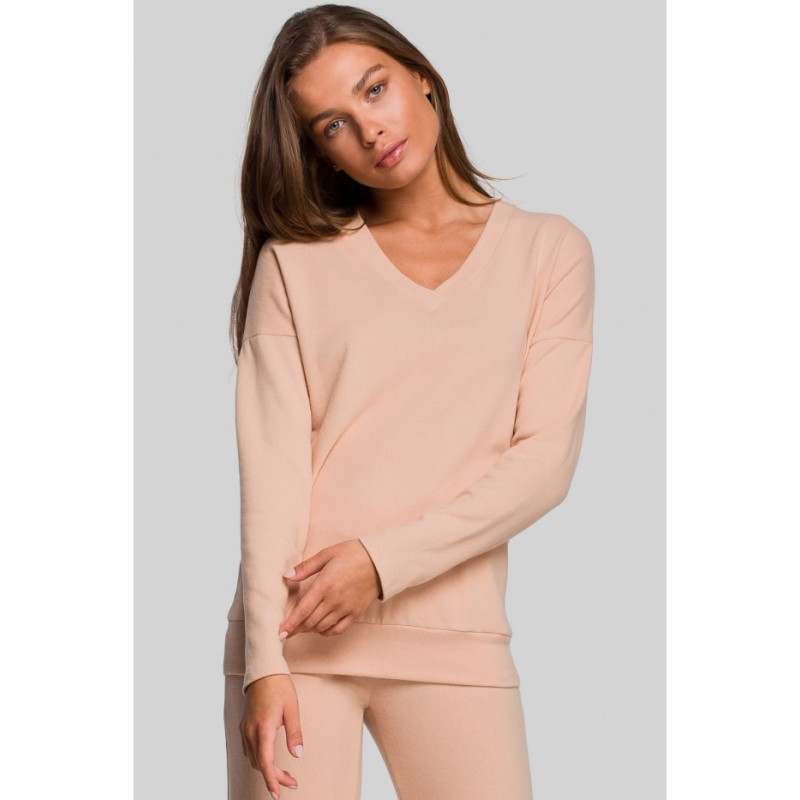 S246 Sweterek z dekoltem v - beżowy