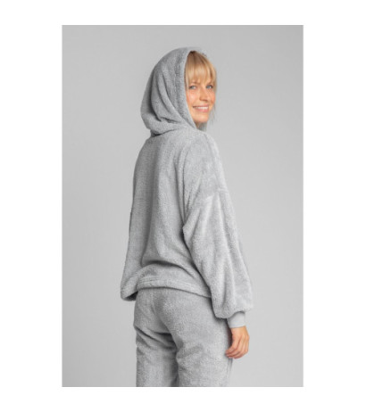 LA003 Pluszowa bluza z kapturem - popielata