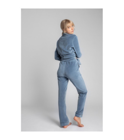 LA008 Welurowe spodnie od piżamy - niebieskie