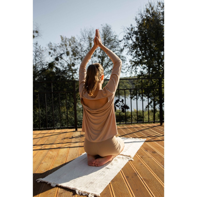 LA027 Bluzka do spania z wycięciem na plecach - cappuccino