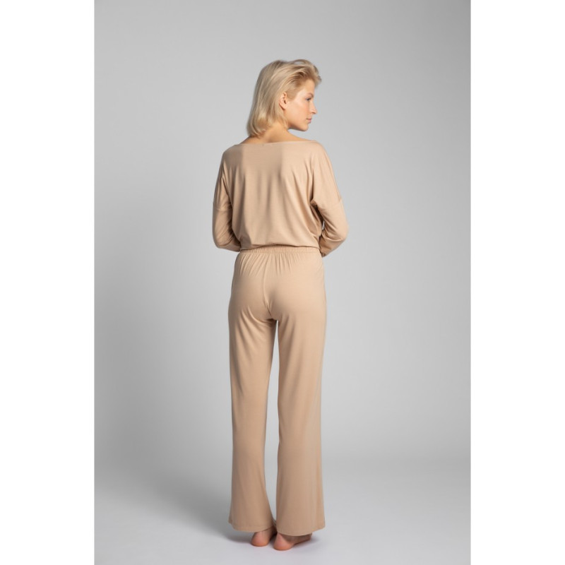 LA028 Spodnie do spania z szerokimi nogawkami - cappuccino