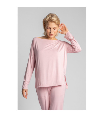 LA029 Wiskozowa bluzka z rozcięciami po bokach - różowa