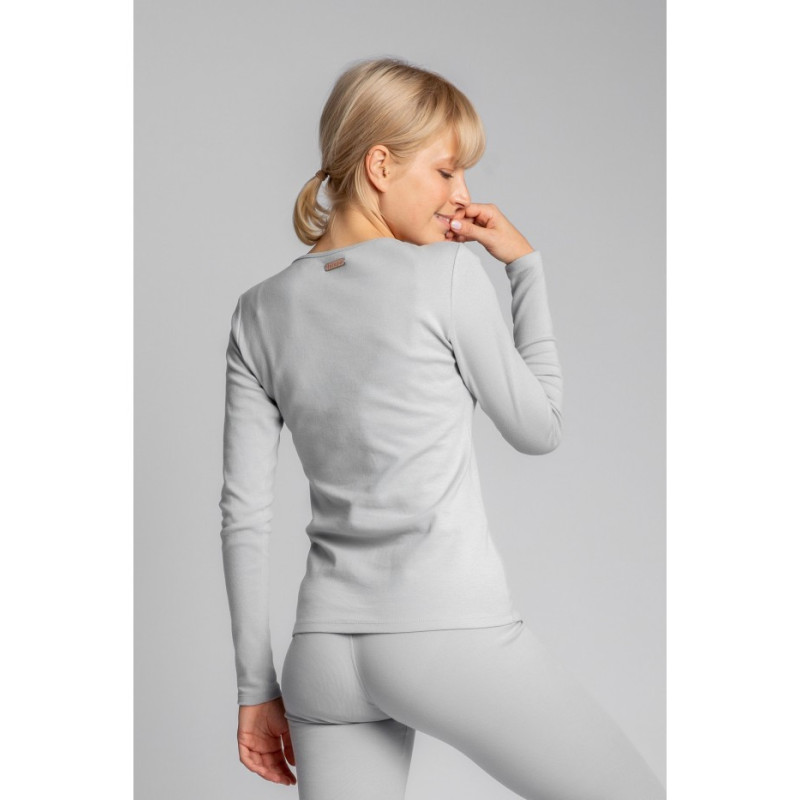LA034 Bawełniana bluzka z długimi rękawami - popielata
