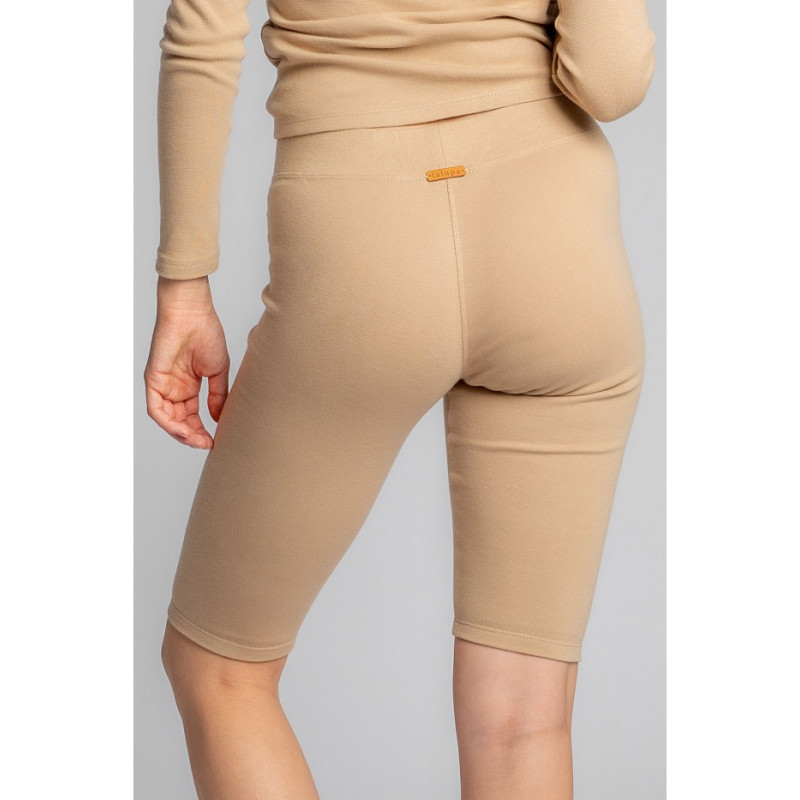 LA036 Bawełniane szorty-kolarki z dzianiny prążkowanej - cappuccino