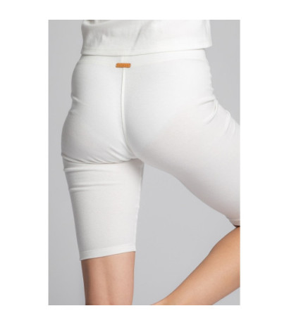 LA036 Bawełniane szorty-kolarki z dzianiny prążkowanej - ecru