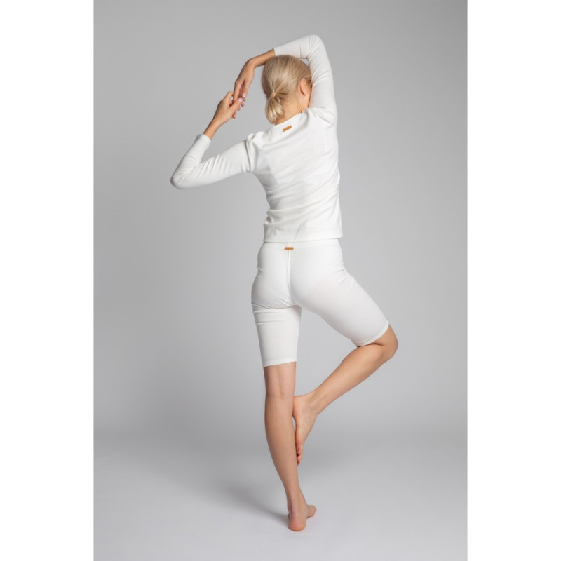 LA036 Bawełniane szorty-kolarki z dzianiny prążkowanej - ecru